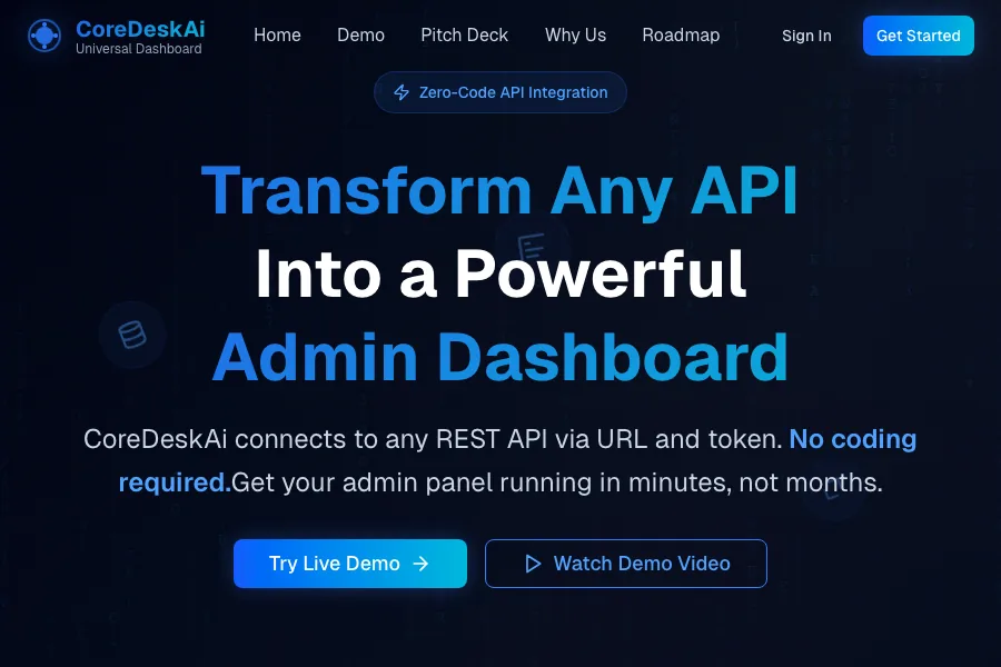 Project 36 AdminFlow CMS Workspace homepage and demo flow