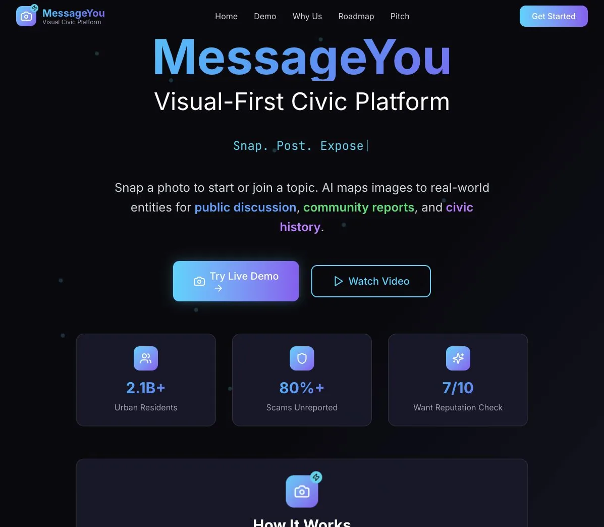 Project 21 MessageYou homepage and live demo flow