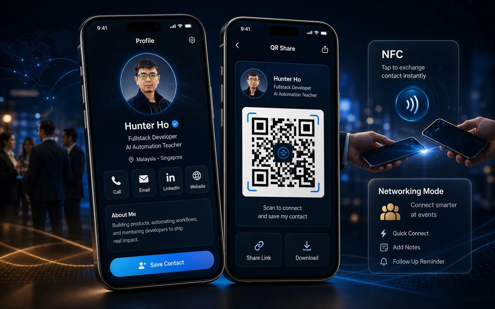 NameCard native mobile app project screens