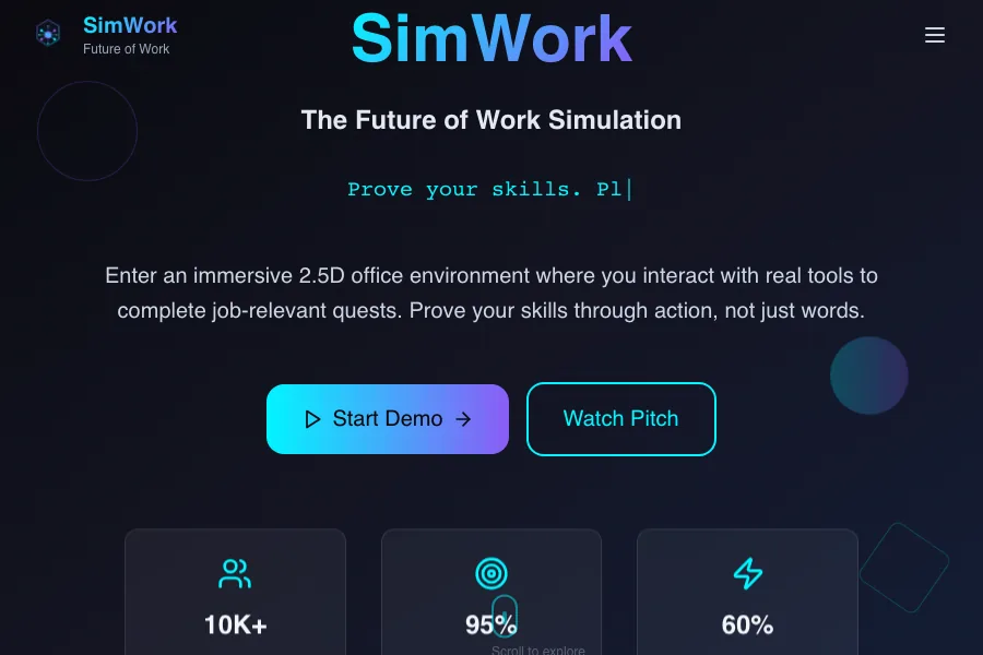 Project 27 SkillSprint Office Challenge homepage and demo scene