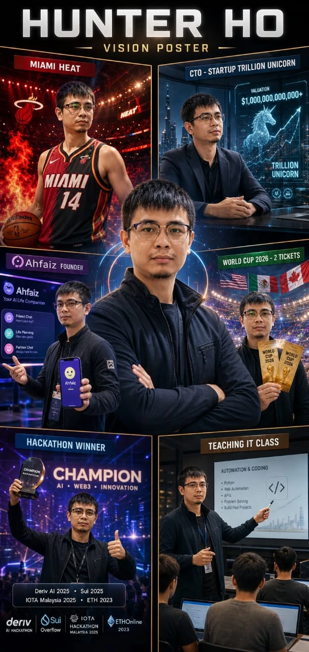 Full Hunter Ho vision poster with six proof moments visible