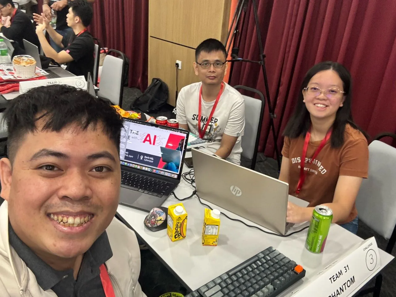 Team discussion captured during hackathon project review