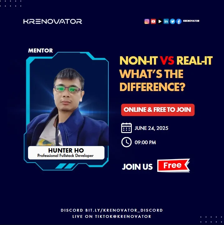 Real Krenovator class poster for Non-IT vs Real-IT session by Hunter Ho