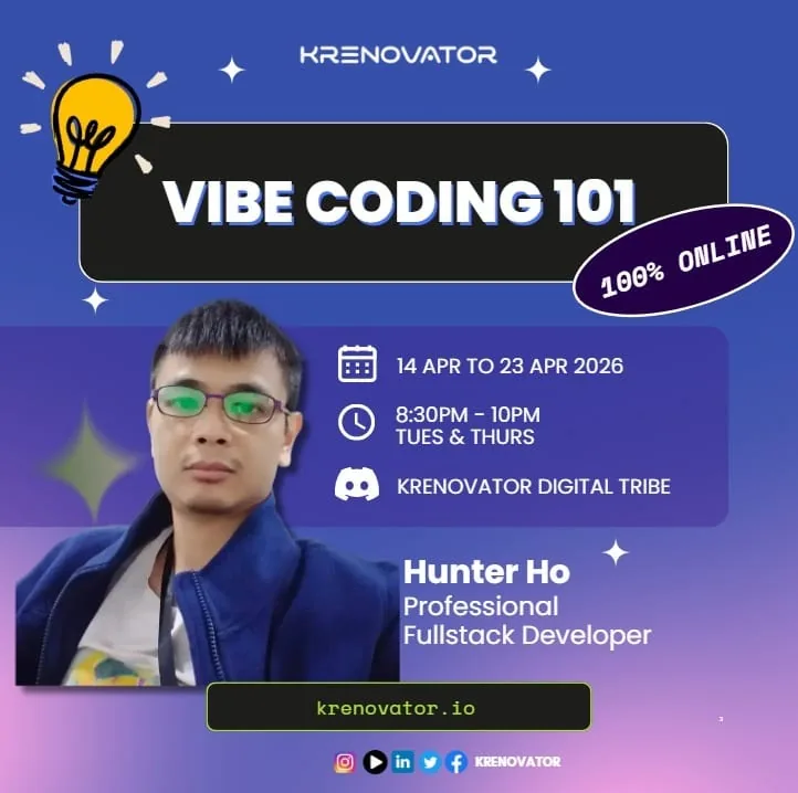 Real Krenovator class poster for Vibe Coding 101 by Hunter Ho